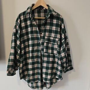 Lioness Forest Green Plaid Shirt